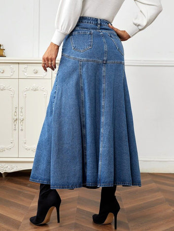 Denim Long Skirt-Style Meets Comfort: Women’s Denim Essential
