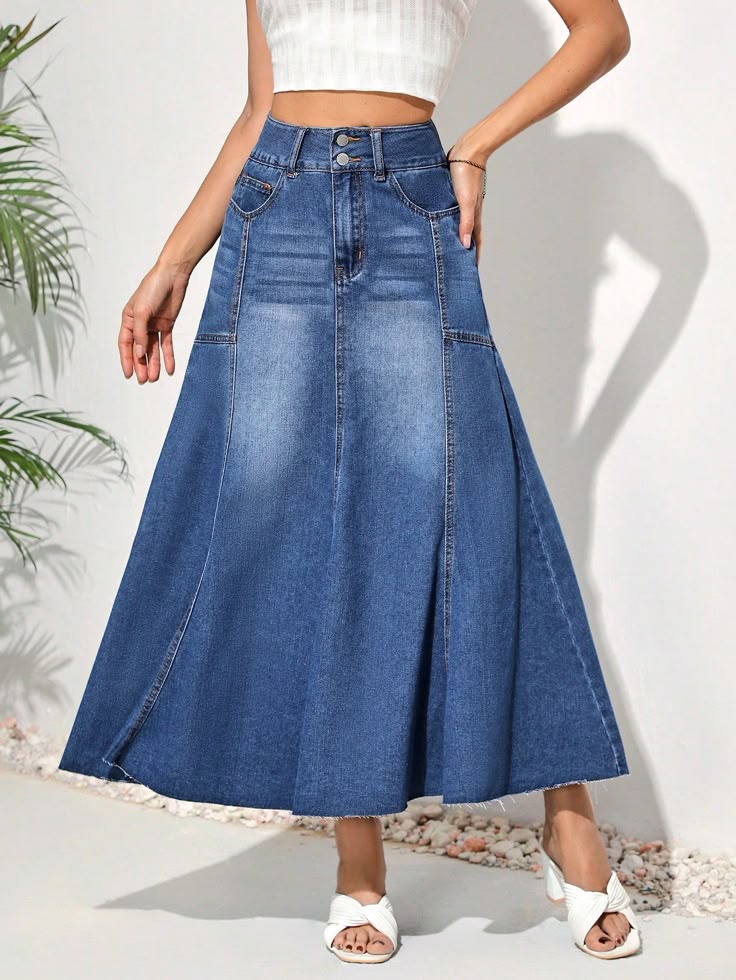 Denim Long Skirt-Style Meets Comfort: Women’s Denim Essential