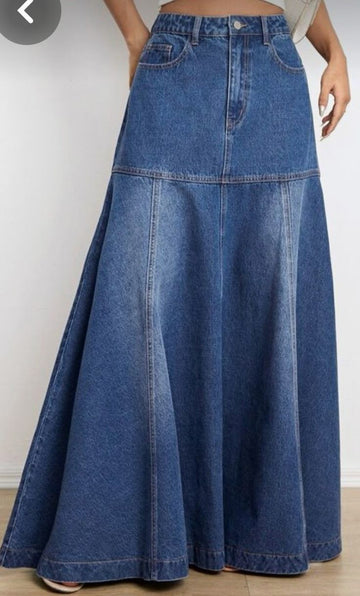 Denim Long Skirt-Style Meets Comfort: Women’s Denim Essential