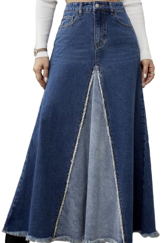 Denim Long Skirt-Style Meets Comfort: Women’s Denim Essential