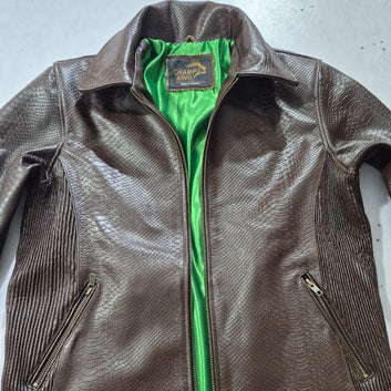 High Quality Python Embossed Cowhide Leather Jacket