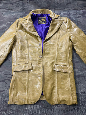 Python Embossed Cowhide Leather Jacket