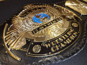 Winged Eagle Wrestling championship Belt with leather strap