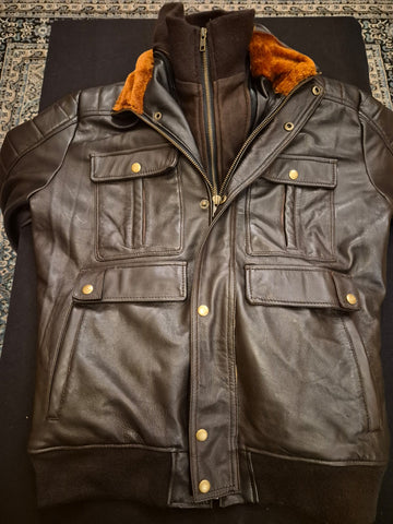 Premium Quality Men's Leather Jacket With Multi-Pocket Design
